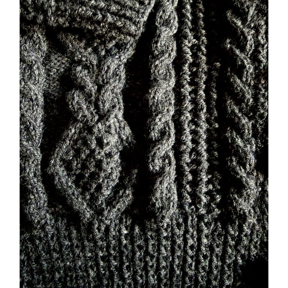 VTG Arans by Ethna Irish Merino Wool Cable Knit Fisherman Chunky Cardigan Gray M - Picture 6 of 13